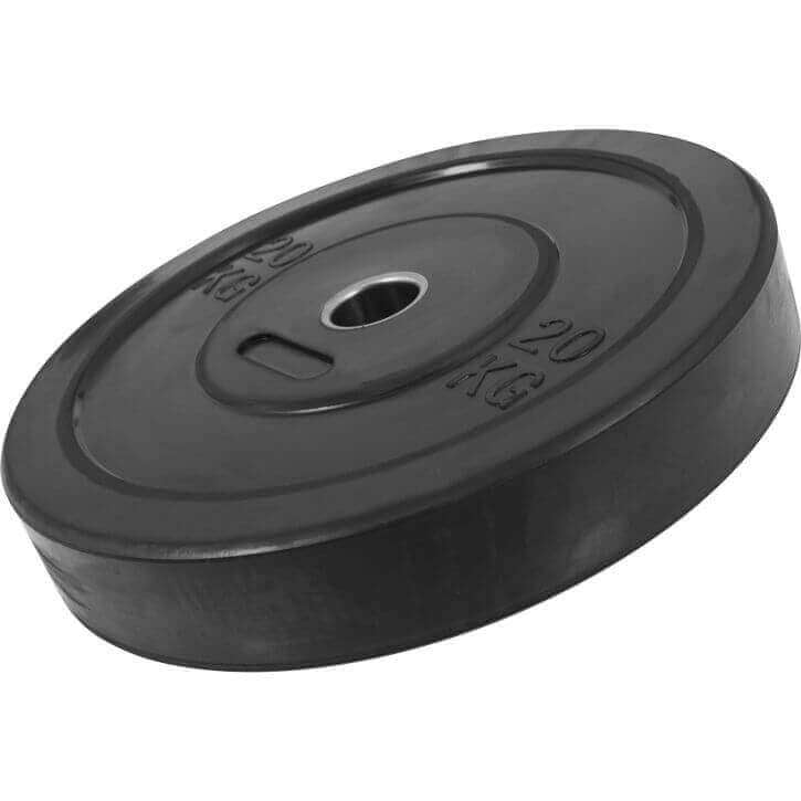 Bumper svorių diskas 20 kg, 50 mm iš didelio tankio gumos