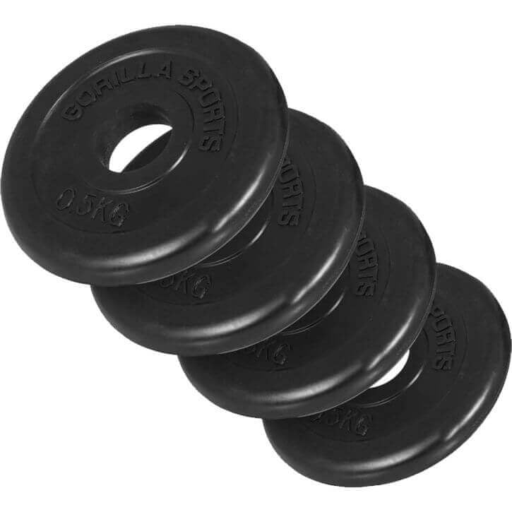 Guma dengti svorių diskai 4 x 0,5 kg, 30 mm