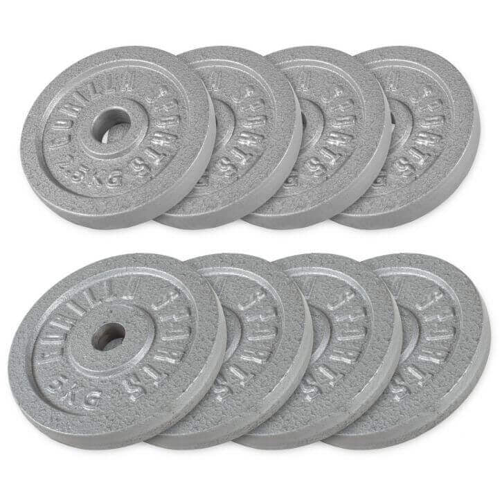 Ketaus svorių diskai 30 mm, 4 x 2,5 kg + 4 x 5 kg