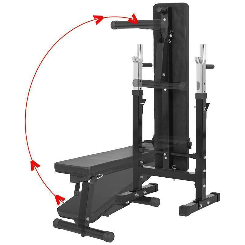 Reguliuojamas sunkumų kilnojimo suolas + 70 kg štangos rinkinys