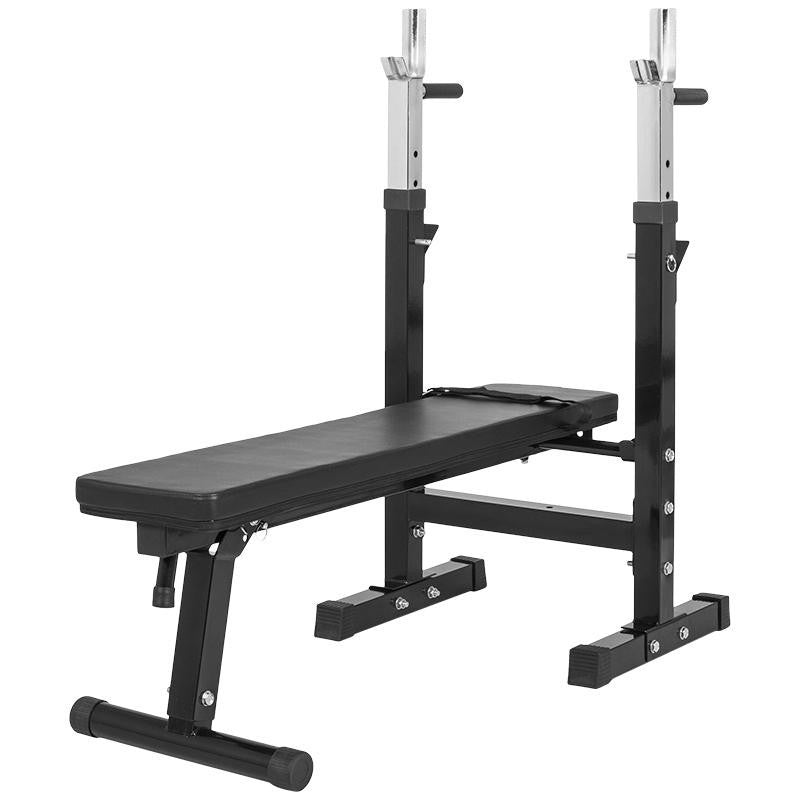 Reguliuojamas sunkumų kilnojimo suolas + 70 kg štangos rinkinys