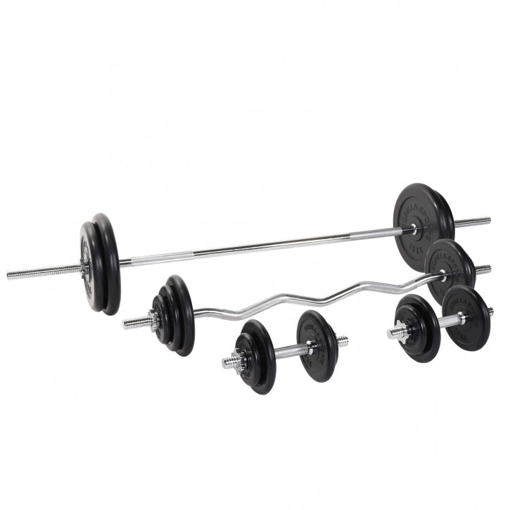 Guminis štangos rinkinys 108 kg su tiesiu ir EZ grifu