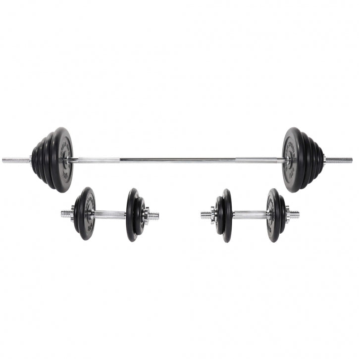 Guminis štangos rinkinys 100 kg su tiesiu grifu