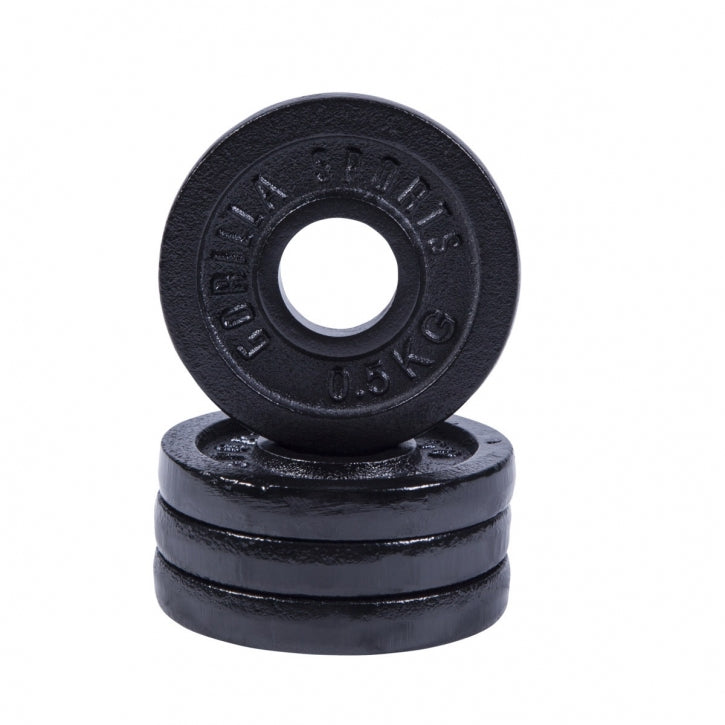 Ketaus svorių diskai 4 x 0,5 kg 30 mm, juodi