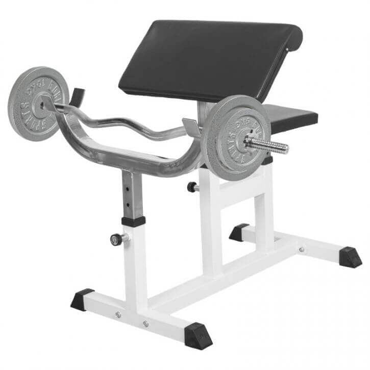Scott bicepsų suolelis ir EZ štangos rinkinys 30 kg