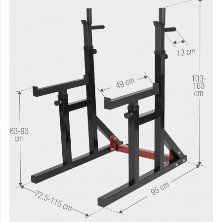 Reguliuojamas pritūpimų stovas, štangos grifas ir svoriai 40 kg
