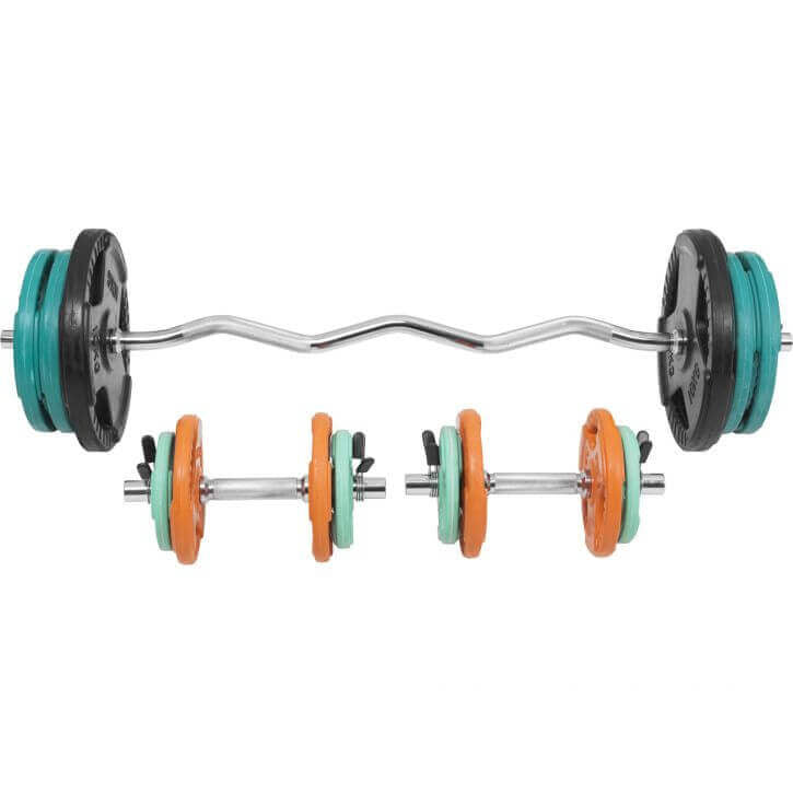 Štangos rinkinys 70 kg su EZ grifu ir hanteliais