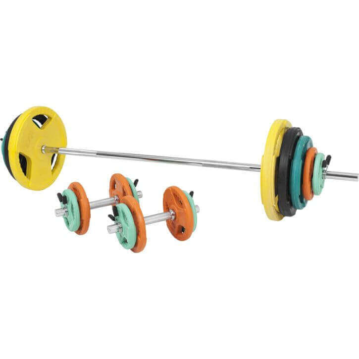 Štangos rinkinys 100 kg su Tri Grip svorių diskais