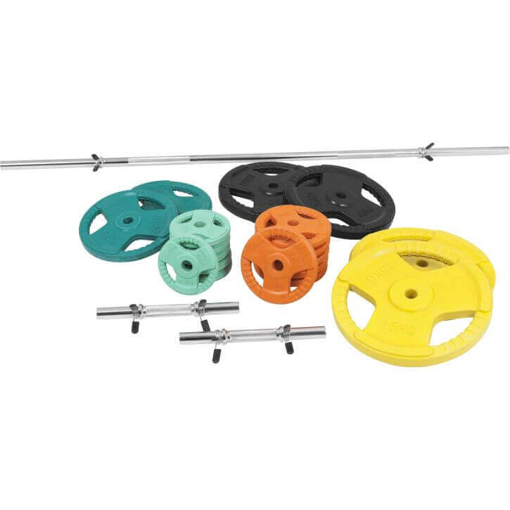 Štangos rinkinys 100 kg su Tri Grip svorių diskais