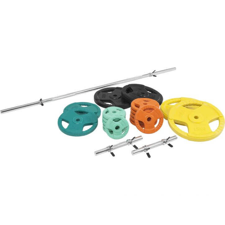 Štangos rinkinys 100 kg su Tri Grip svorių diskais