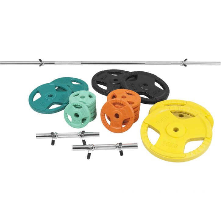 Štangos rinkinys 100 kg su Tri Grip svorių diskais