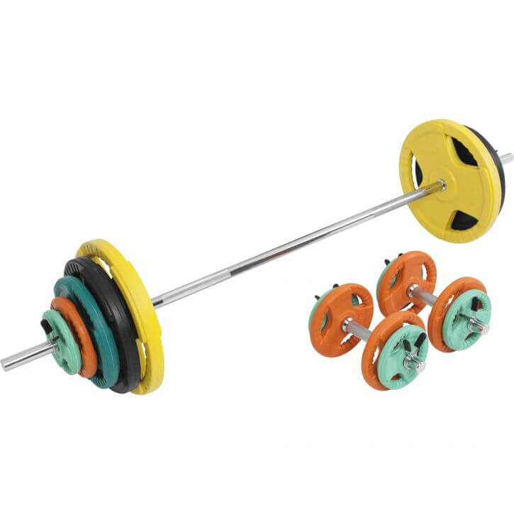 Štangos rinkinys 100 kg su Tri Grip svorių diskais
