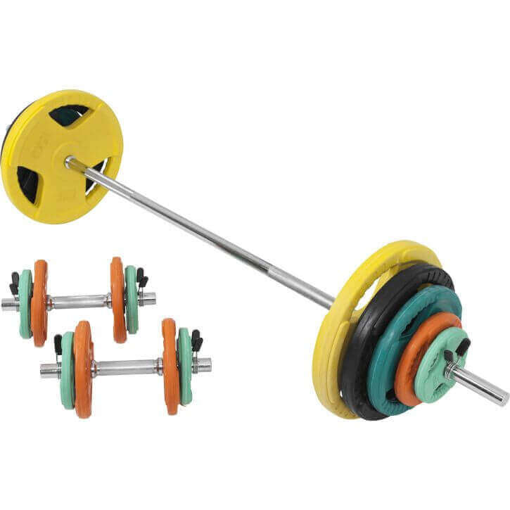 Štangos rinkinys 100 kg su Tri Grip svorių diskais
