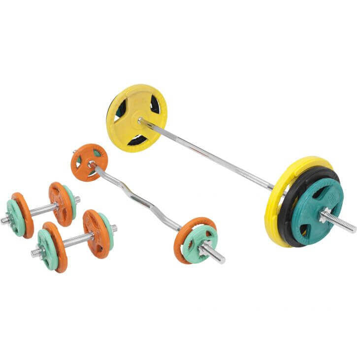 Štangos komplektas 105 kg su Tri Grip svorių diskais, 30mm