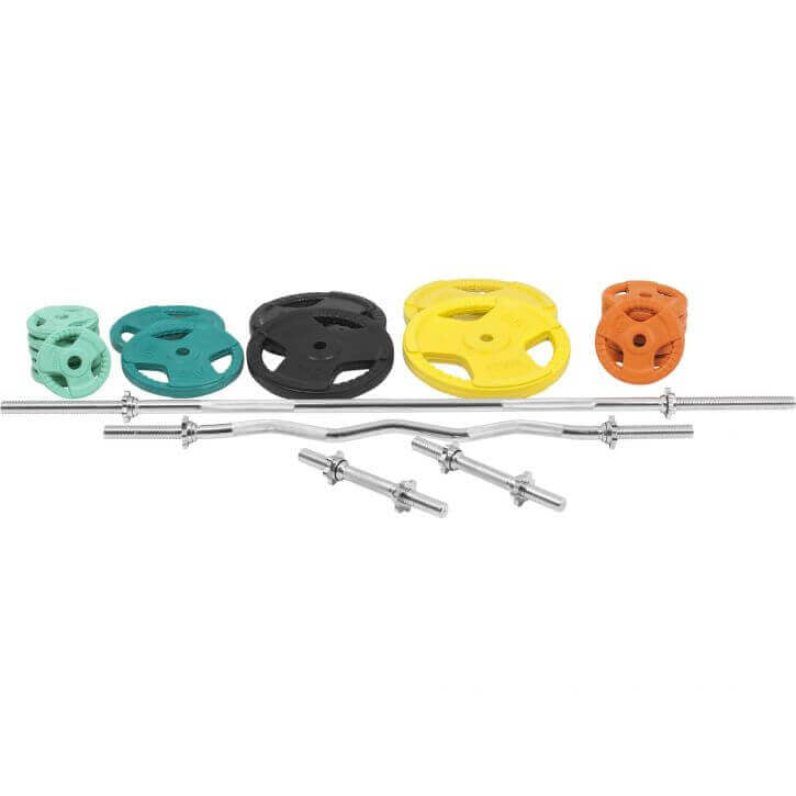 Štangos komplektas 105 kg su Tri Grip svorių diskais, 30mm