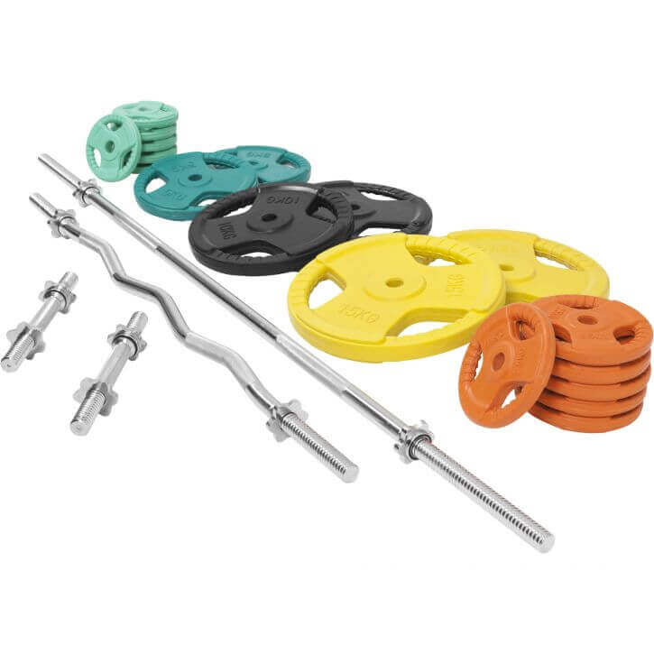 Štangos komplektas 105 kg su Tri Grip svorių diskais, 30mm