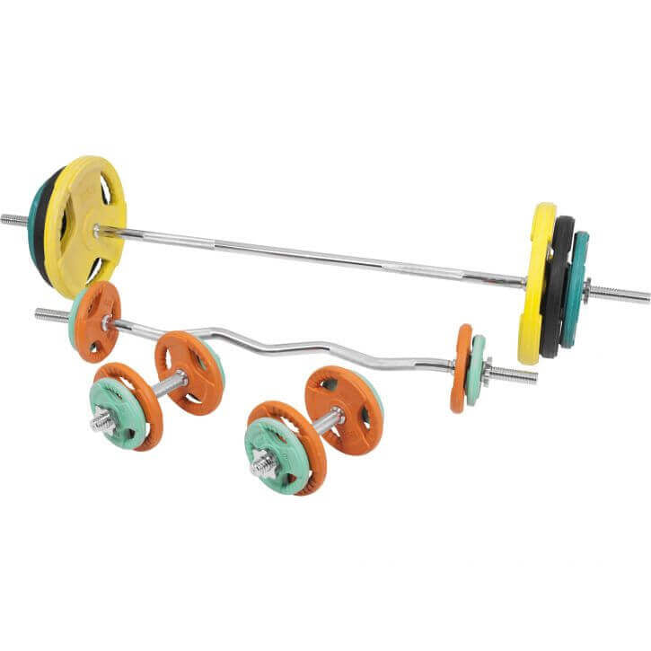 Štangos komplektas 105 kg su Tri Grip svorių diskais, 30mm