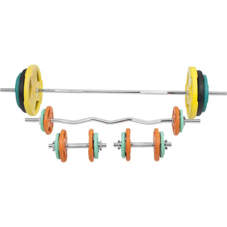 Štangos komplektas 105 kg su Tri Grip svorių diskais, 30mm