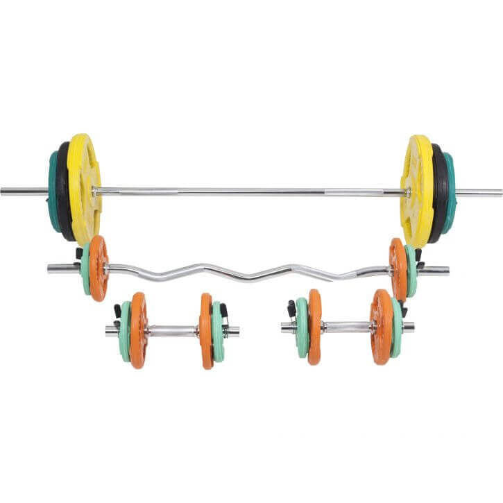 Štangos rinkinys 108 kg su Tri Grip svorių diskais