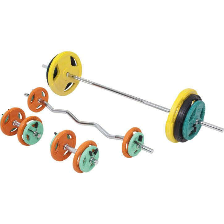 Štangos rinkinys 108 kg su Tri Grip svorių diskais