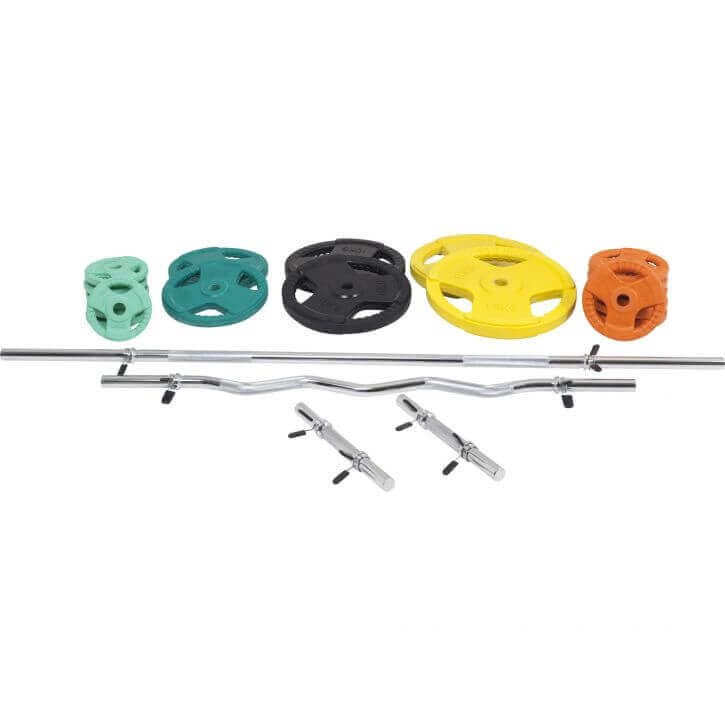 Štangos rinkinys 108 kg su Tri Grip svorių diskais