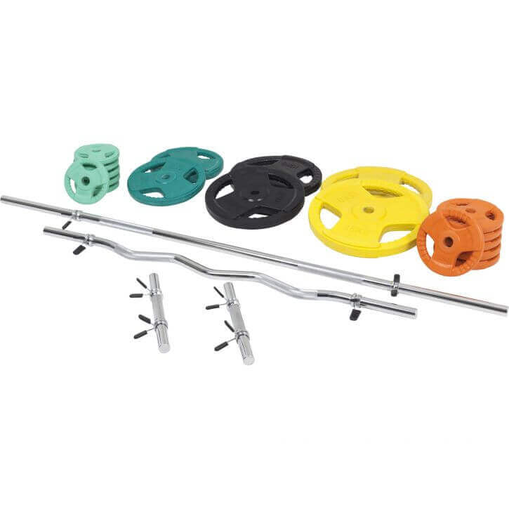 Štangos rinkinys 108 kg su Tri Grip svorių diskais