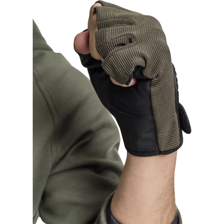 Treniruočių pirštinės S–XL, audinys/oda, chaki