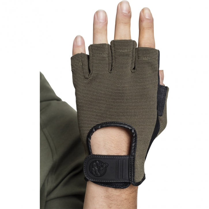 Treniruočių pirštinės S–XL, audinys/oda, chaki