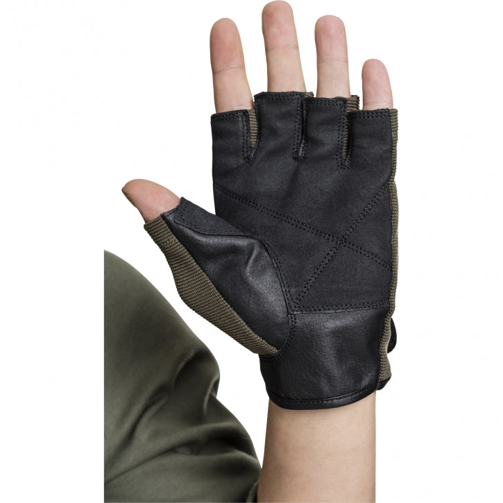 Treniruočių pirštinės S–XL, audinys/oda, chaki