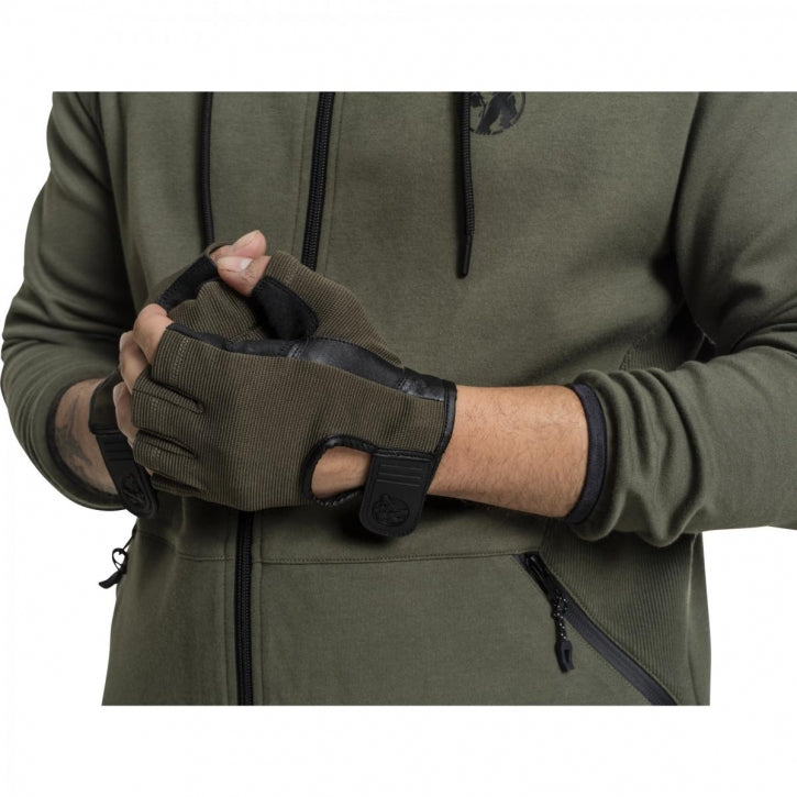 Treniruočių pirštinės S–XL, audinys/oda, chaki