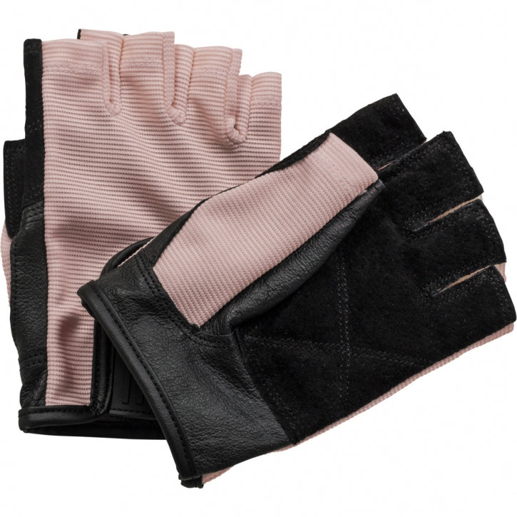 Treniruočių pirštinės S–XL, audinys/oda, rožinės