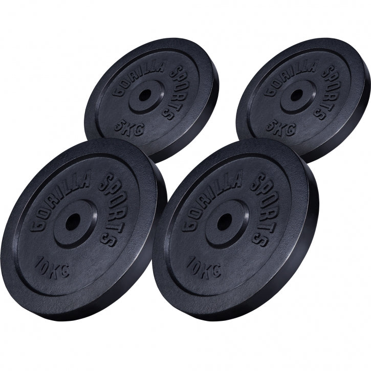 Ketaus svorių diskai 2 x 10 kg + 2 x 5 kg 30 mm