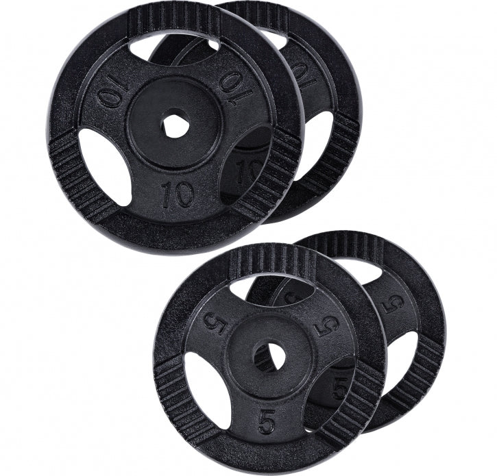 Ketaus Tri Grip svorių diskai 30 kg 30 mm