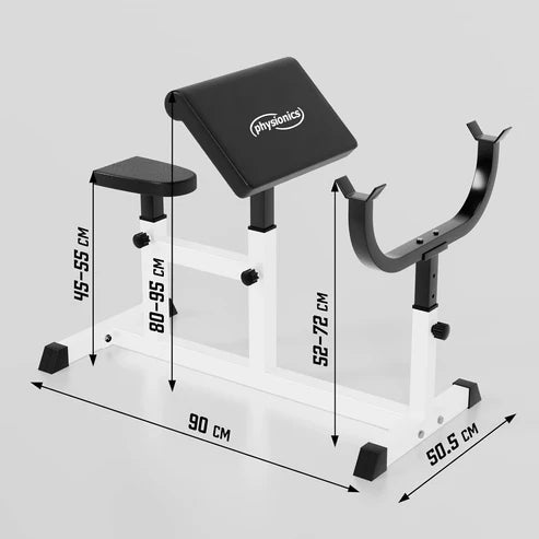 Reguliuojamas Scott bicepsų suoliukas namų sporto salei, 200 kg bendra apkrova