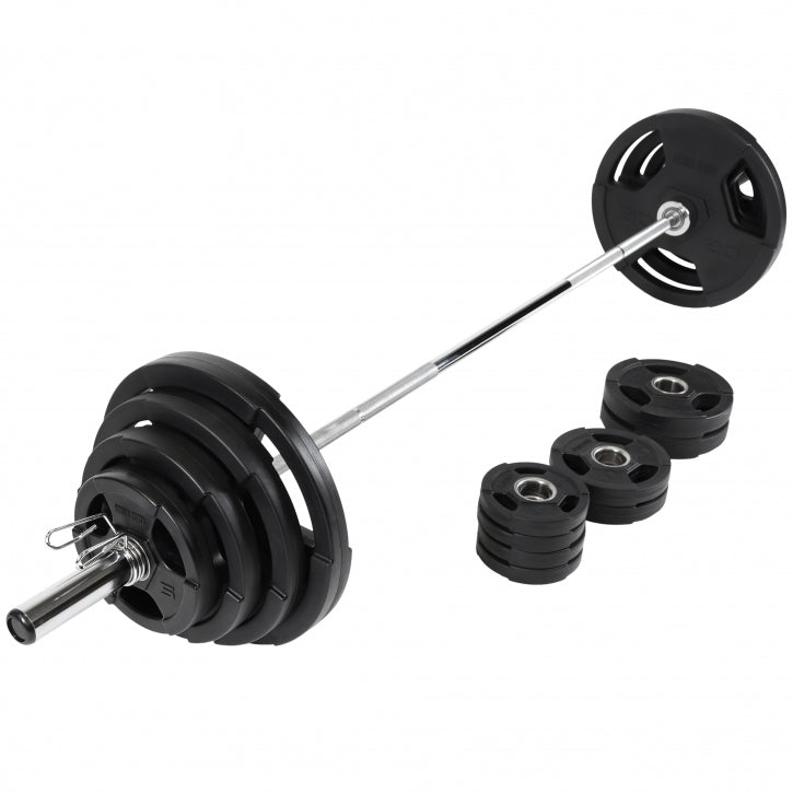 Štangos rinkinys 130 kg su Tri Grip svorių diskais