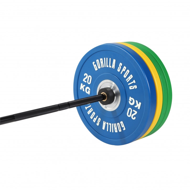 Bumper Plate štangos rinkinys 140 kg su juodu grifu