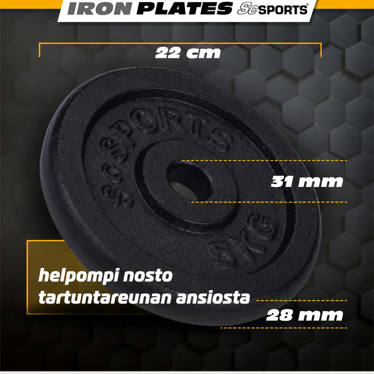 Reguliuojamas ketaus hantelių rinkinys 70 kg, 30/31 mm