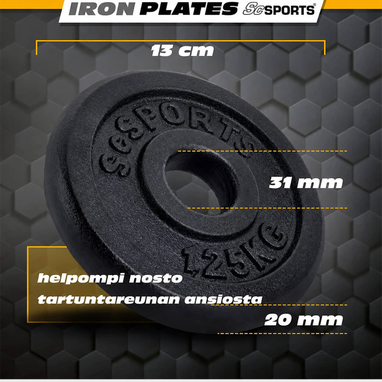 Reguliuojamas ketaus hantelių rinkinys 70 kg, 30/31 mm