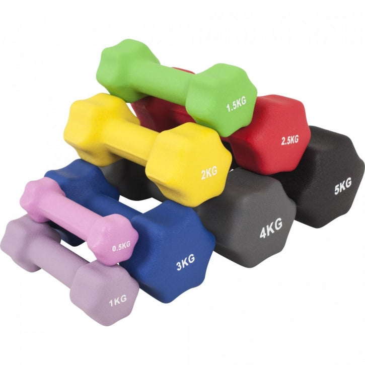 Aerobika Hexagon hantelių rinkinys 1–10 kg su neopreno danga
