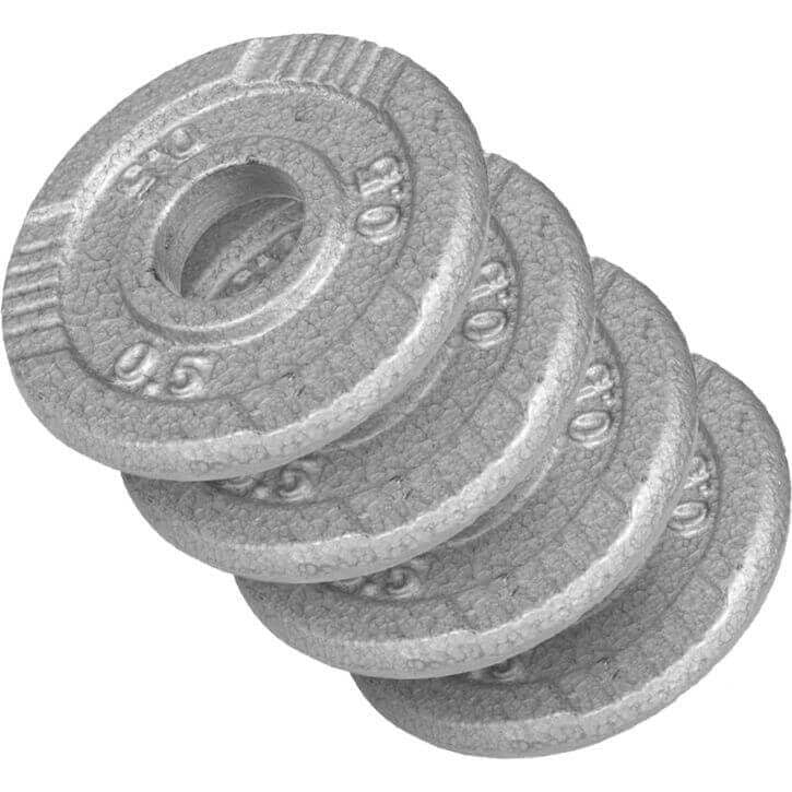 Svorių diskai 4 x 0,5 kg, 30 mm su rankenomis