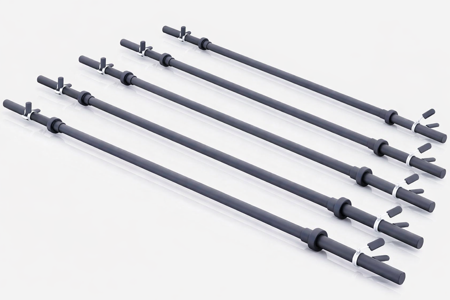 Aerobika / pump grifas 130 cm – su spyruokliniais užraktais, juodas