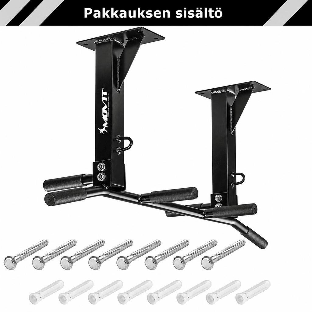 Lubinis prisitraukimų skersinis 350 kg, kelių paėmimų modelis – juodas/baltas