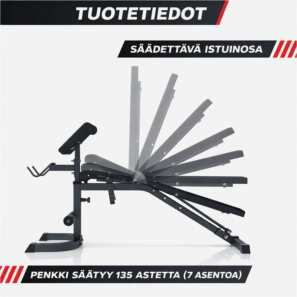 Reguliuojamas nuožulnus suoliukas su bicepsų atrama, juodas