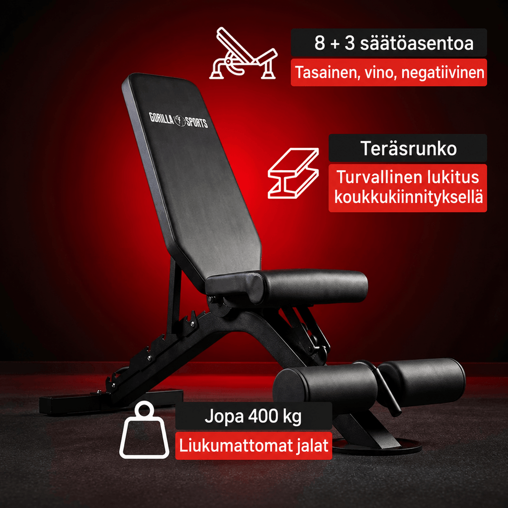 Reguliuojamas nuožulnus suoliukas su kojų atrama, max 400 kg