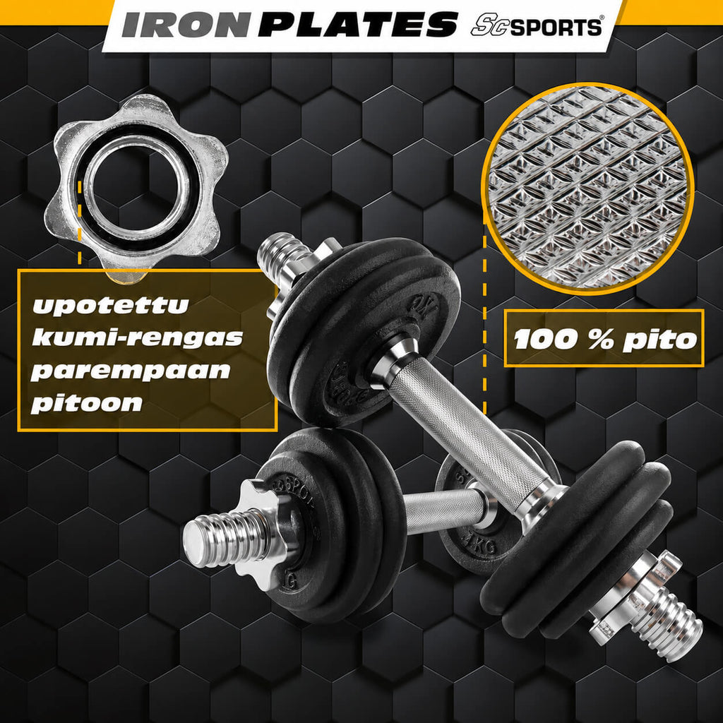 Ketaus hantelių rinkinys su lagaminu 15–20 kg