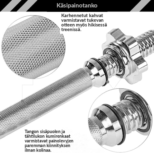 Hantelių grifas 35 cm su srieginiais užraktais, 30 mm