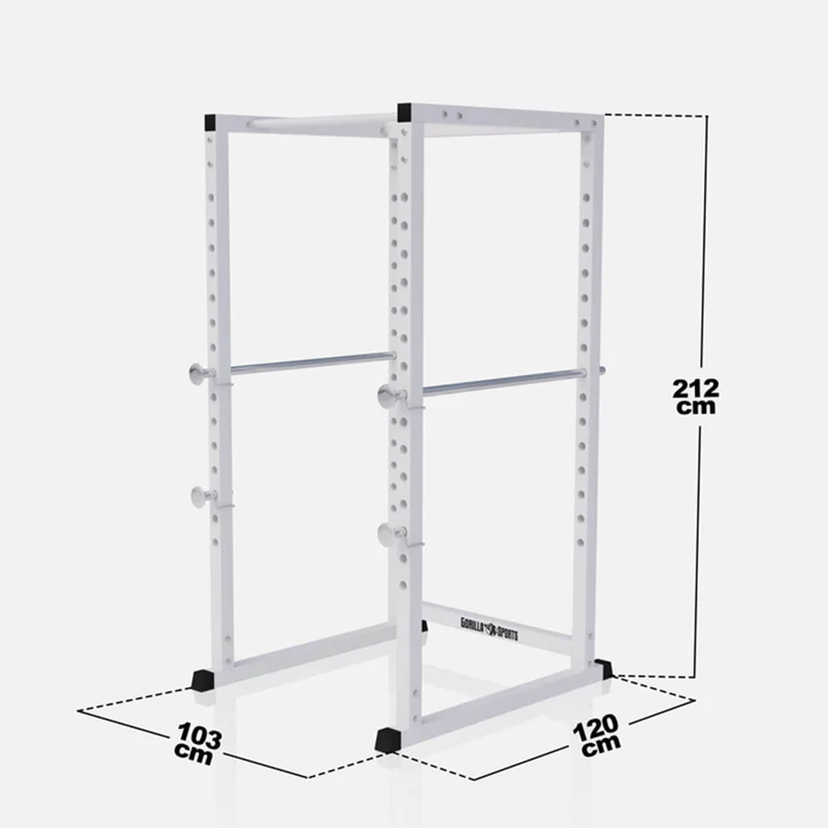 Power Rack pritūpimų stovas su apsauginiais strypais ir prisitraukimų skersiniu