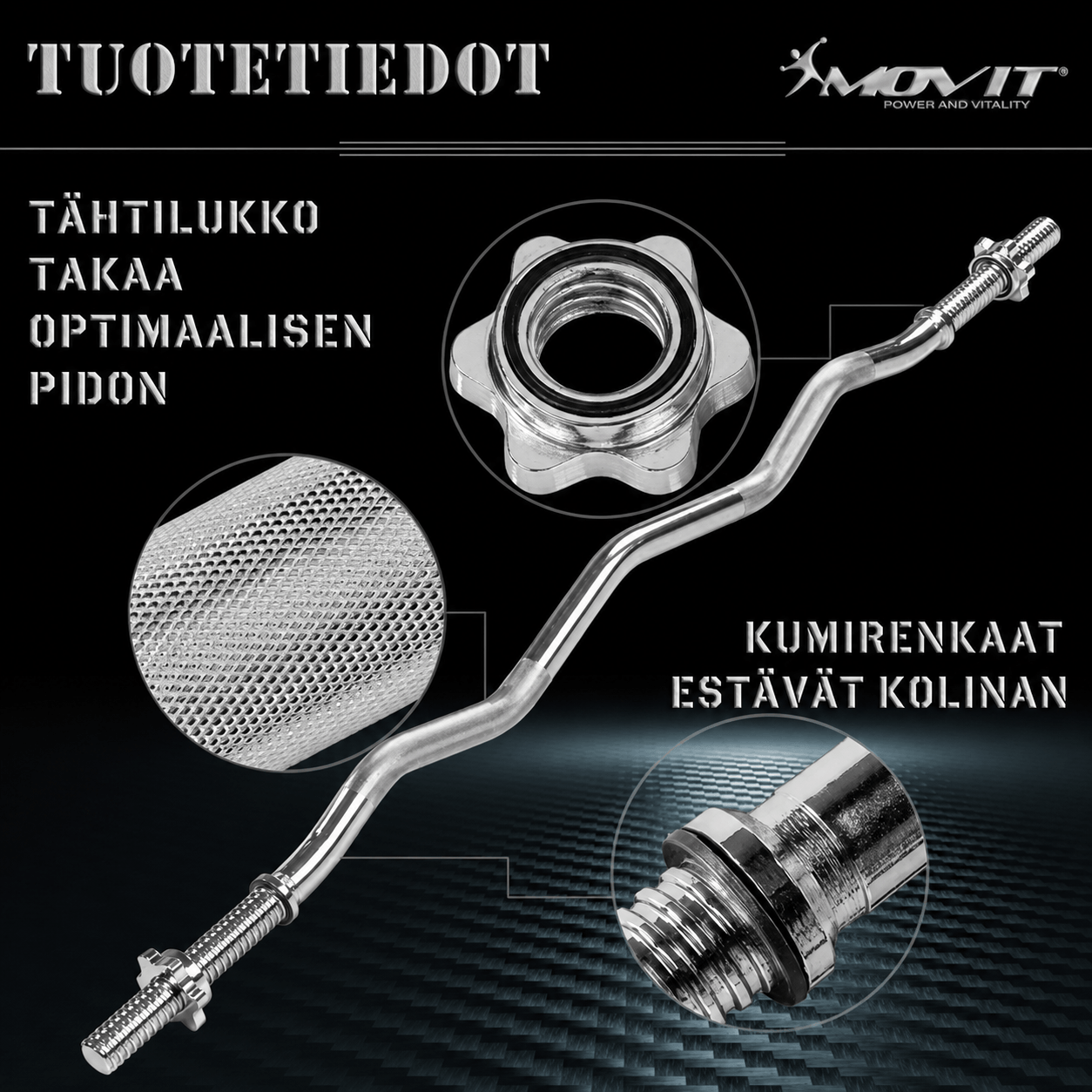 EZ bicepsų grifas / ez grifas 130 cm su užraktais, 30 mm
